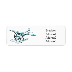 White blue seaplane afbeelding etiket