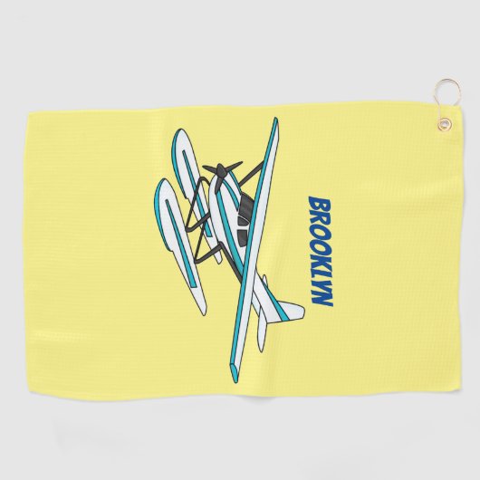 White blue seaplane afbeelding golfhanddoek (Horizontaal)
