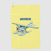 White blue seaplane afbeelding golfhanddoek (Voorkant)
