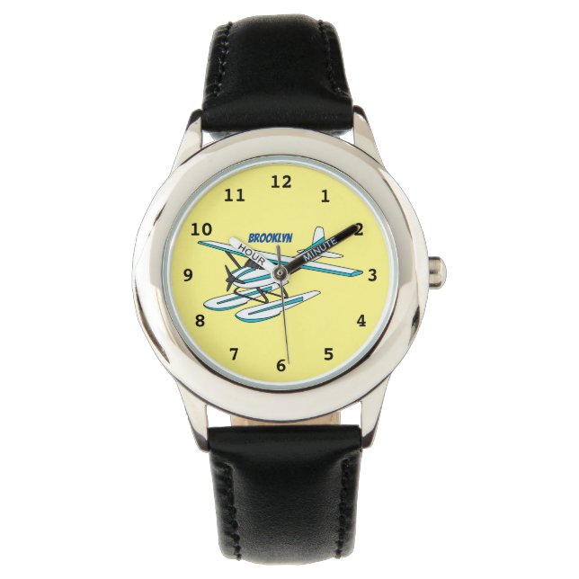 White blue seaplane afbeelding horloge (Voorkant)