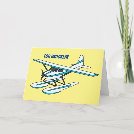 White blue seaplane afbeelding kaart (Voorkant)