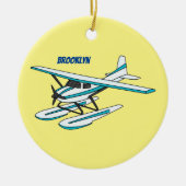 White blue seaplane afbeelding keramisch ornament (Voorkant)