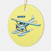 White blue seaplane afbeelding keramisch ornament (Links)
