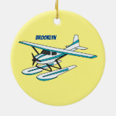 White blue seaplane afbeelding keramisch ornament (Achterkant)
