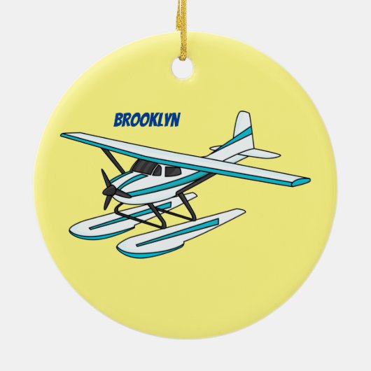 White blue seaplane afbeelding keramisch ornament (Achterkant)