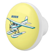 White blue seaplane afbeelding keramische knop (Rechts)