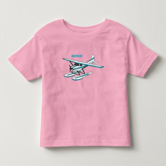 White blue seaplane afbeelding kinder shirts (Voorkant)