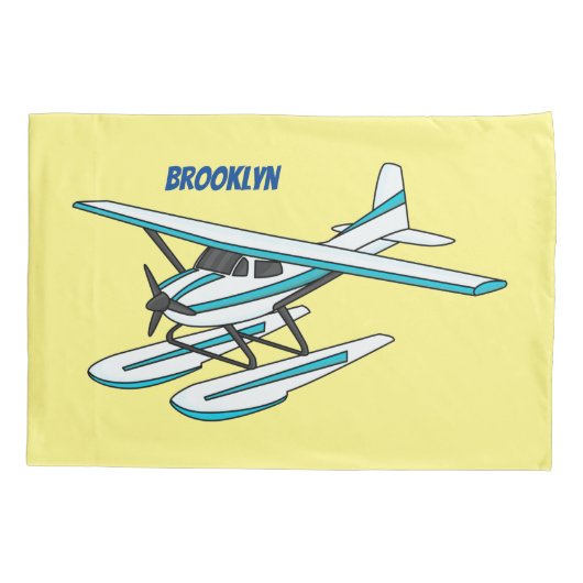 White blue seaplane afbeelding kussensloop (Achterkant)