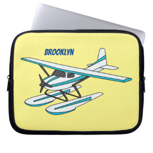 White blue seaplane afbeelding laptop sleeve