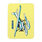 White blue seaplane afbeelding magneet (Verticaal)