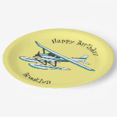 White blue seaplane afbeelding papieren bordje (Gekanteld)