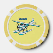 White blue seaplane afbeelding poker chips (Achterkant)