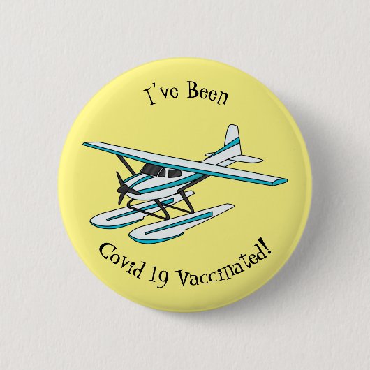 White blue seaplane afbeelding ronde button 5,7 cm (Voorkant)
