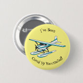 White blue seaplane afbeelding ronde button 5,7 cm (Voorkant /achterkant)