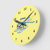 White blue seaplane afbeelding ronde klok (Hoek)