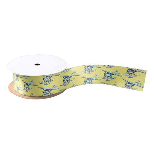 White blue seaplane afbeelding satijnen lint (Spoel)