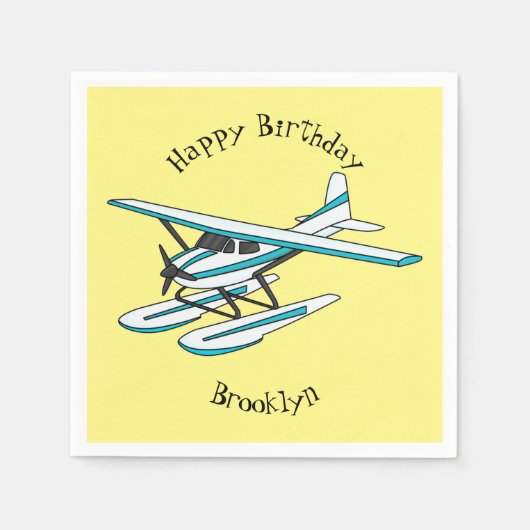 White blue seaplane afbeelding servet (Voorkant)