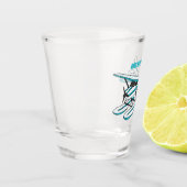 White blue seaplane afbeelding shot glas (Links)