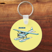 White blue seaplane afbeelding sleutelhanger (Voorkant)