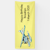 White blue seaplane afbeelding spandoek (Verticaal)