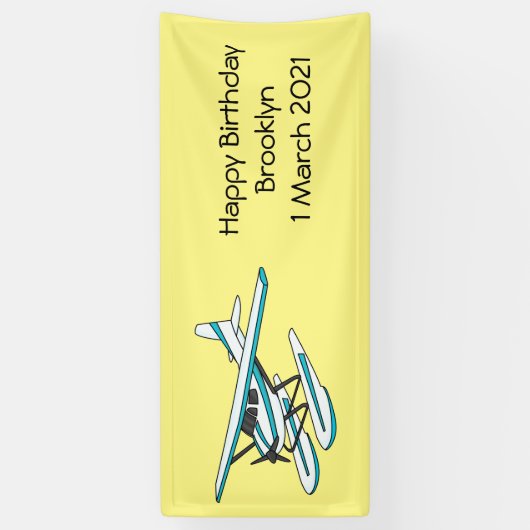 White blue seaplane afbeelding spandoek (Verticaal)
