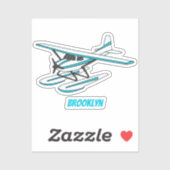 White blue seaplane afbeelding sticker (Vel)