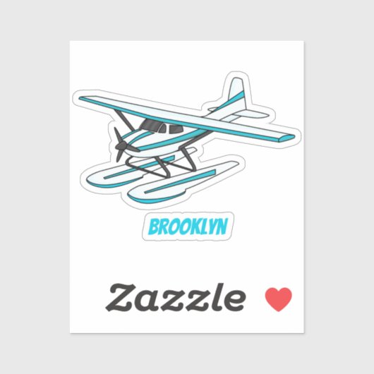 White blue seaplane afbeelding sticker (Vel)