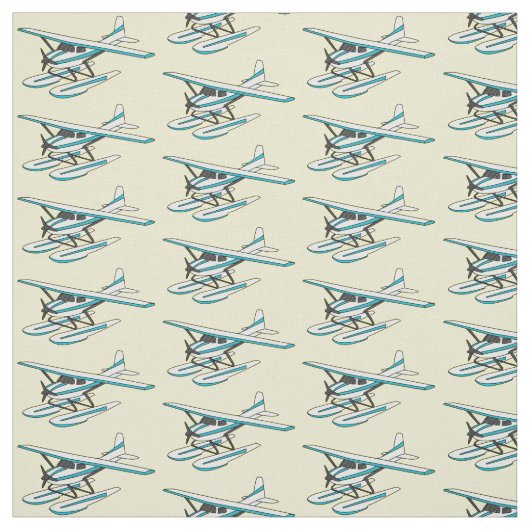 White blue seaplane afbeelding stof (Swatch)