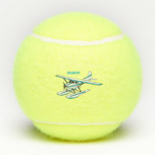 White blue seaplane afbeelding tennisballen (Achterkant)