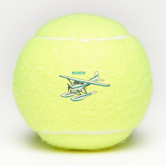 White blue seaplane afbeelding tennisballen (Voorkant)