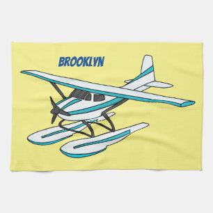 White blue seaplane afbeelding theedoek
