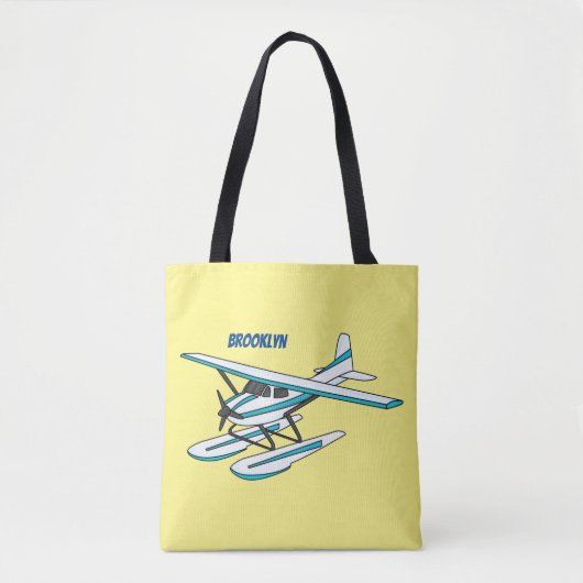 White blue seaplane afbeelding tote bag (Voorkant)