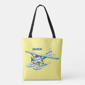 White blue seaplane afbeelding tote bag (Achterkant)