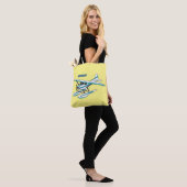 White blue seaplane afbeelding tote bag (Op model)