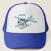 White blue seaplane afbeelding trucker pet (Voorkant)
