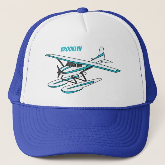 White blue seaplane afbeelding trucker pet (Voorkant)