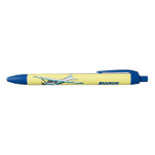 White blue seaplane afbeelding zwarte inkt pen (Bovenkant)