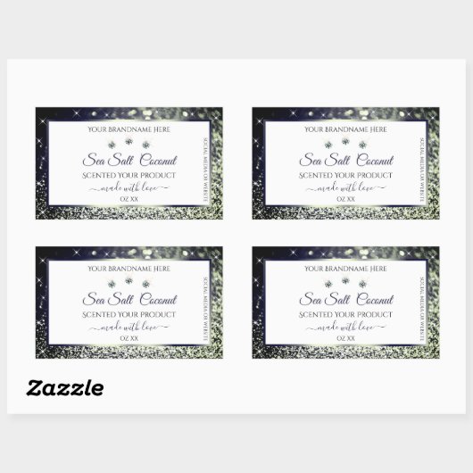 White Blue Silver Glitter Product Labels juwelen (Vel)