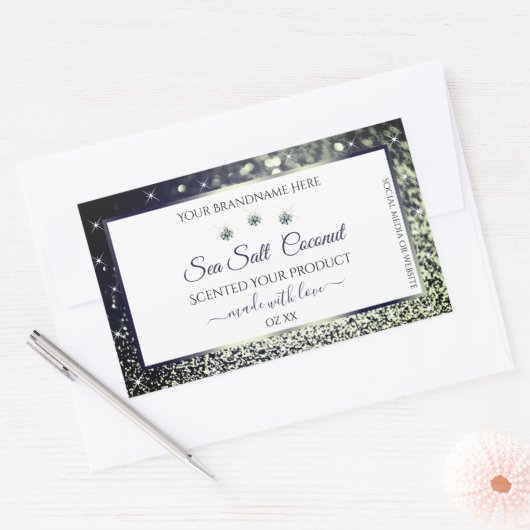 White Blue Silver Glitter Product Labels juwelen (Envelop)