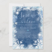 White Blue Snow in Love Snowflake Vrijgezellenfees Kaart (Voorkant)