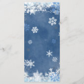 White Blue Snow in Love Snowflake Vrijgezellenfees Menu (Achterkant)