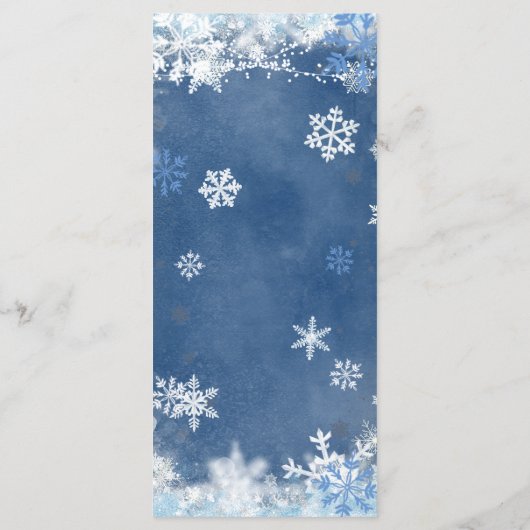 White Blue Snow in Love Snowflake Vrijgezellenfees Menu (Achterkant)