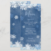White Blue Snow in Love Snowflake Vrijgezellenfees Menu (Voorkant / Achterkant)
