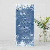 White Blue Snow in Love Snowflake Vrijgezellenfees Menu (Staand voorkant)