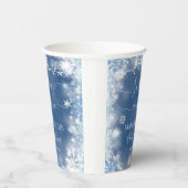 White Blue Snow in Love Snowflake Vrijgezellenfees Papieren Bekers (Rechts)