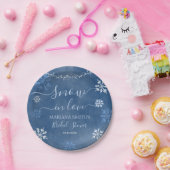 White Blue Snow in Love Snowflake Vrijgezellenfees Papieren Bordje (Feest)