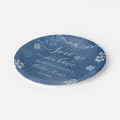 White Blue Snow in Love Snowflake Vrijgezellenfees Papieren Bordje (Gekanteld)