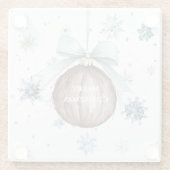 White Blue Snowflakes Christmas Coconut Bow Glazen Onderzetter (Achterkant)
