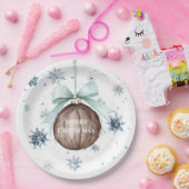 White Blue Snowflakes Christmas Coconut Bow Papieren Bordje (Feest)