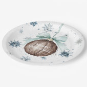 White Blue Snowflakes Christmas Coconut Bow Papieren Bordje (Gekanteld)